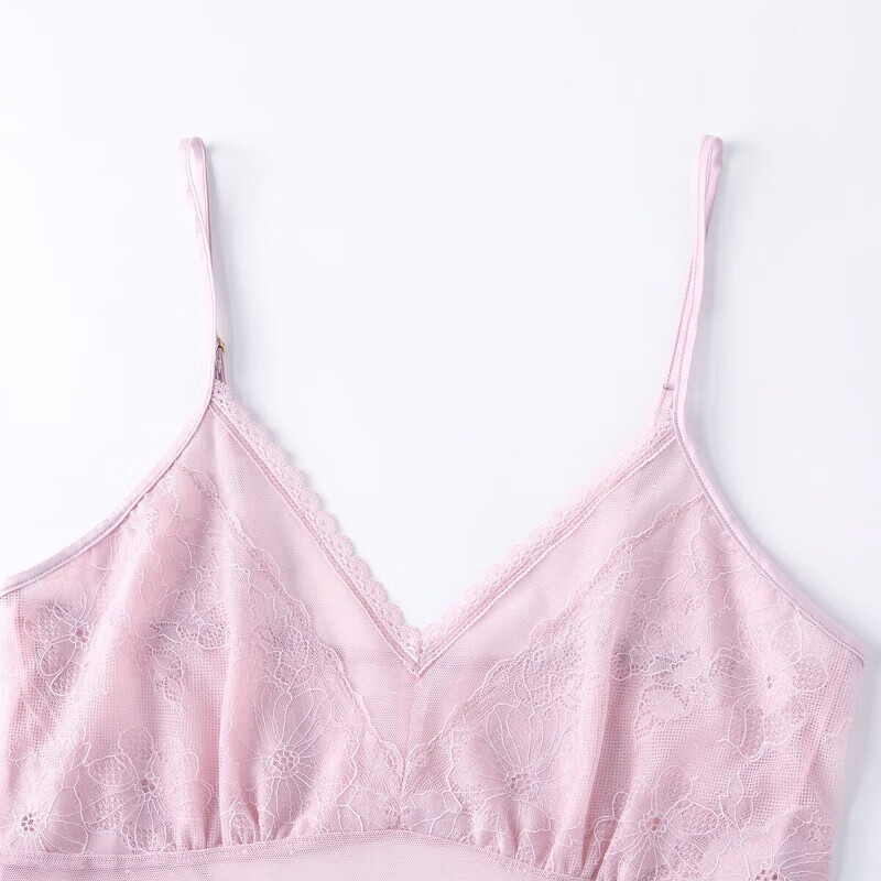 欧迪芬(Ordifen)秋冬服女性感吊带蕾丝V领居家套装赠杯垫 XH1701 妃粉色 M