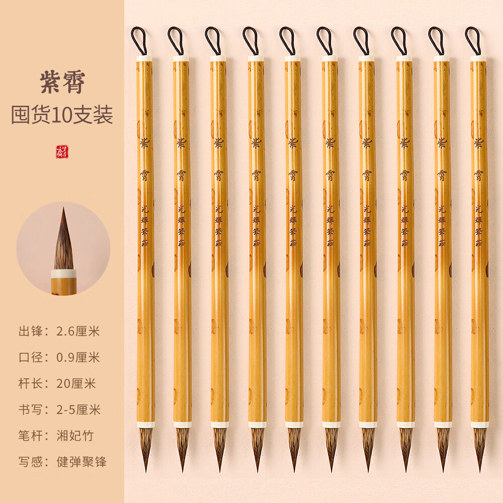 紫芳齋蠅頭玲瓏小楷毛筆小楷紫毫狼毫兼毫毛筆小號字帖勾線(xiàn)雞距毛筆專(zhuān)業(yè)級套裝初學(xué)入門(mén)書(shū)法藝考專(zhuān)用練字 【囤貨裝】紫霄特惠10支裝