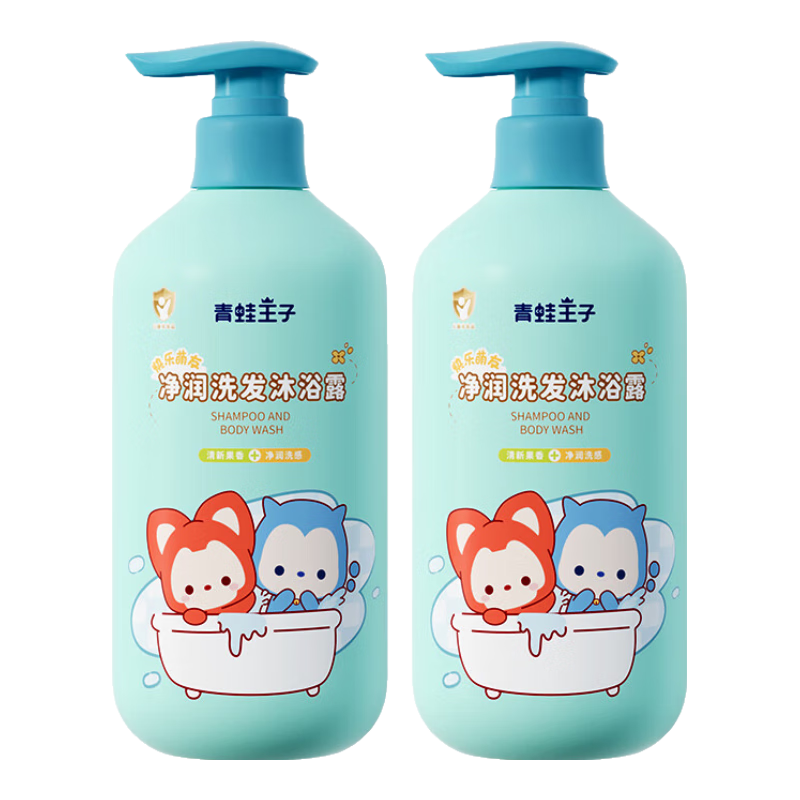 青蛙王子儿童宝宝洗发水沐浴露二合一 0-12岁婴儿洗头膏青少年学生沐浴乳 【阿狸联名】氨基酸洗沐合一1L*2瓶