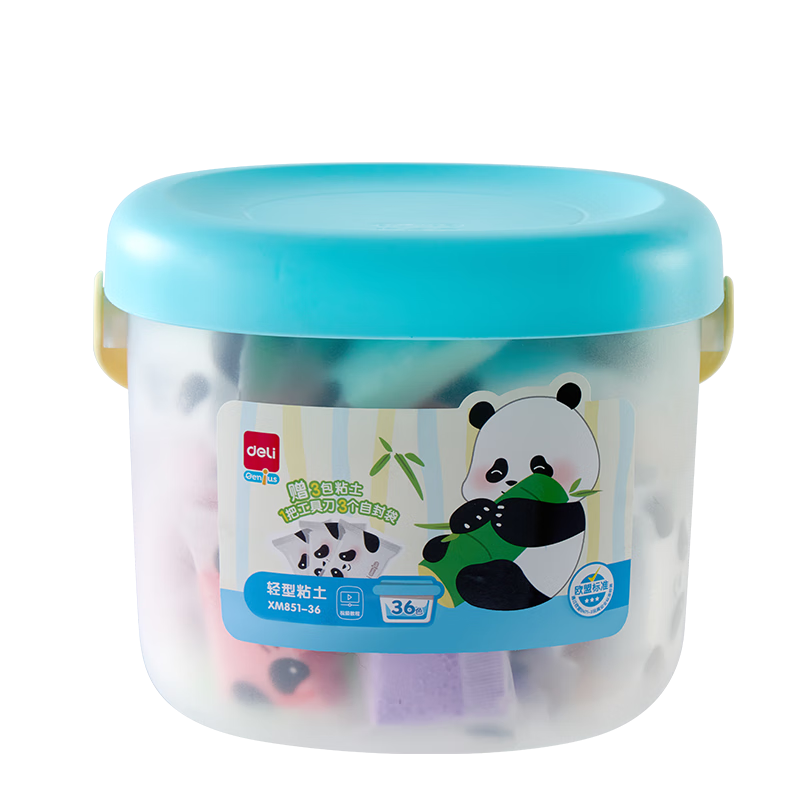 得力（deli）36色桶装超轻粘土安全儿童开学玩具 生日礼物橡皮泥彩泥黏土