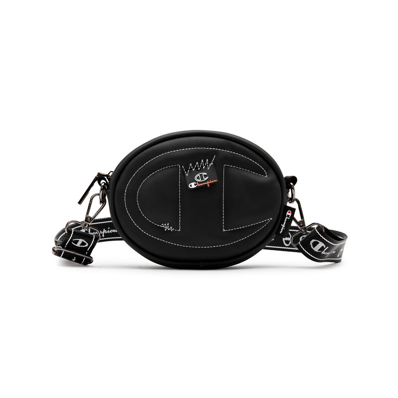 Champion冠军圆饼包撞色手机包男女单肩包百搭休闲斜背挎小包多功能随身包 黑色 均码