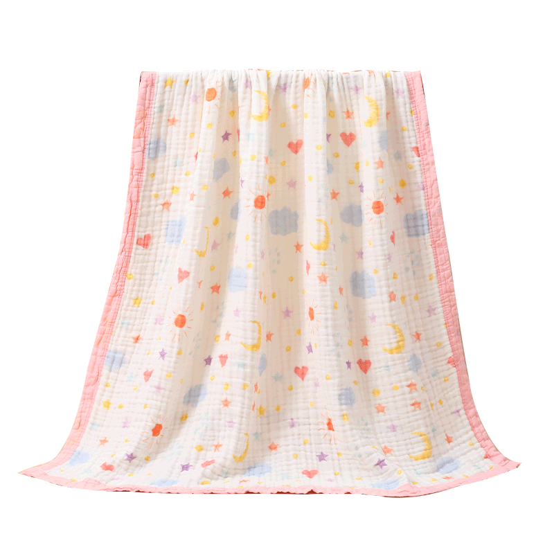 金號毛巾被 純棉抗菌6層泡泡紗空調(diào)蓋毯 夏季紗布毯子 日月星1.2*1.5M