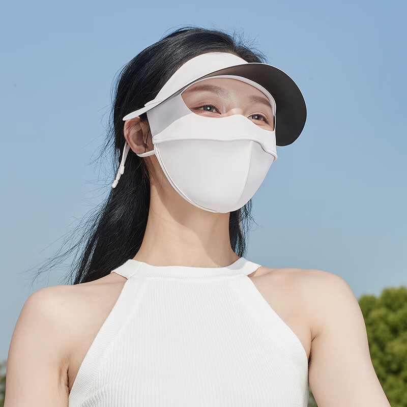 梦多福防晒面罩全脸防晒口罩脸基尼女士透气户外遮阳面罩护脸大帽檐防晒 薄纱灰【遮光防晒】