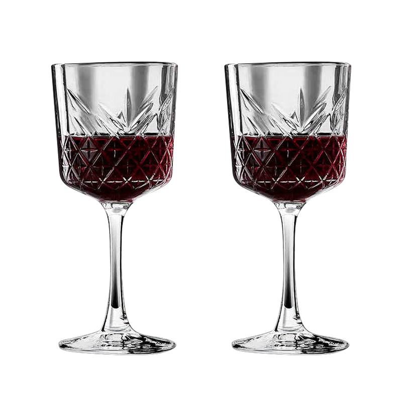 青蘋(píng)果水晶玻璃紅酒杯320ml*6只 輕奢雕花高腳杯玻璃葡萄酒杯洋酒杯