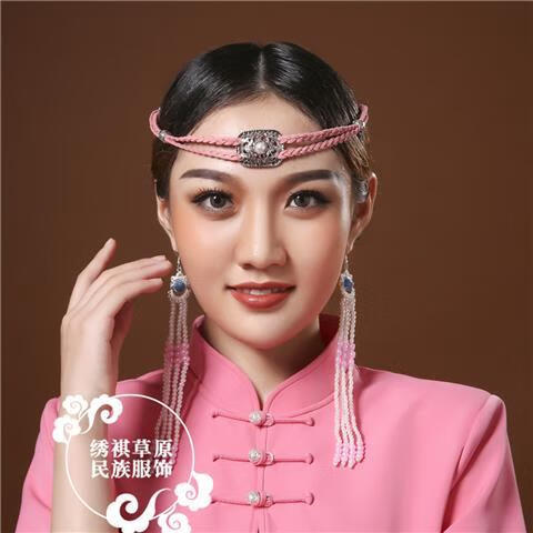 铭汇通蒙古舞男头饰 蒙古族皮绳发带女通用蹈演出可调节少数民族头饰