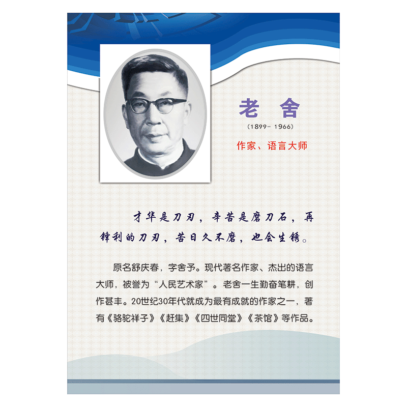 布置作家头像肖像文学家简介鲁迅覆膜防水贴纸sch101 sch101-01 老舍