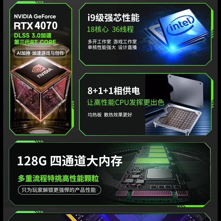 双睿128G内存酷睿i7升24核4060光追独显台式机电脑电竞直播家用组装电竞主机吃鸡办公游戏水冷整机自选 主机+27英寸显示器+五年质保+键鼠套装 套一:i9级24芯4G独显/16G/办公稳定吃鸡
