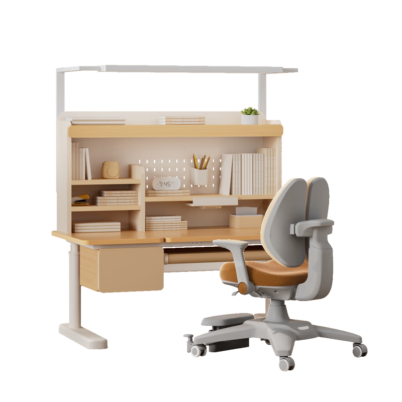 愛果樂學(xué)而不凡兒童學(xué)習(xí)桌椅寫字桌實(shí)木書桌兒童書桌套裝 E7收納集成艙 1.2m實(shí)木桌+燈+G6Max馬卡龍藍(lán) 贈送學(xué)習(xí)大禮包