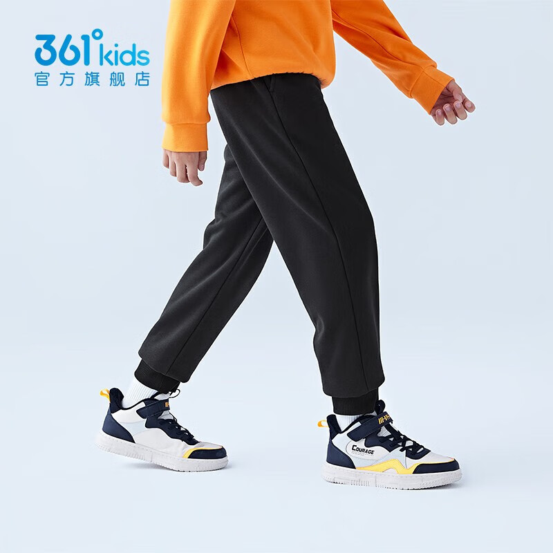 361°童装儿童针织加厚长裤男女童加绒保暖长裤冬季新款中大童裤子 经典黑-男童【加绒】 175 cm