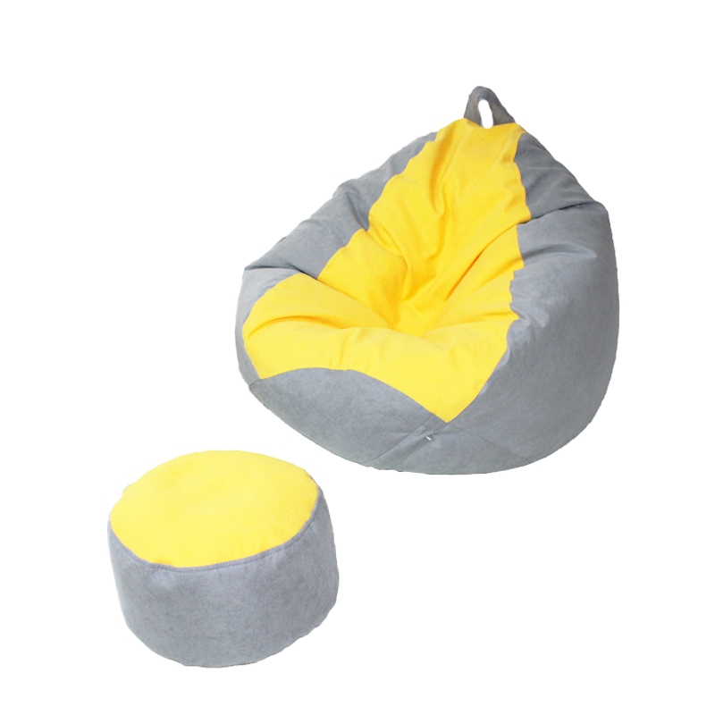 顾格 沙发懒人水滴豆袋沙发 单人休闲榻榻米客厅卧室飘窗布艺可拆洗小沙发H001-1组合 XL码110*130cm带脚踏