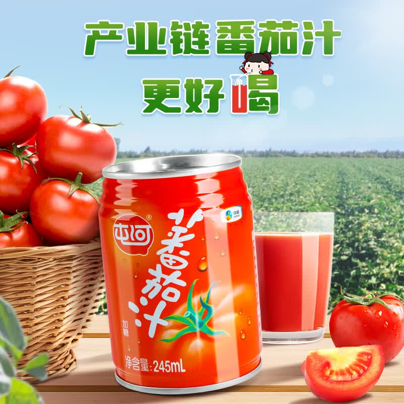 屯河酸甜番茄汁0添加剂果蔬汁营养早餐西红柿果汁饮料礼盒装送礼 245ml*6罐（尝鲜）