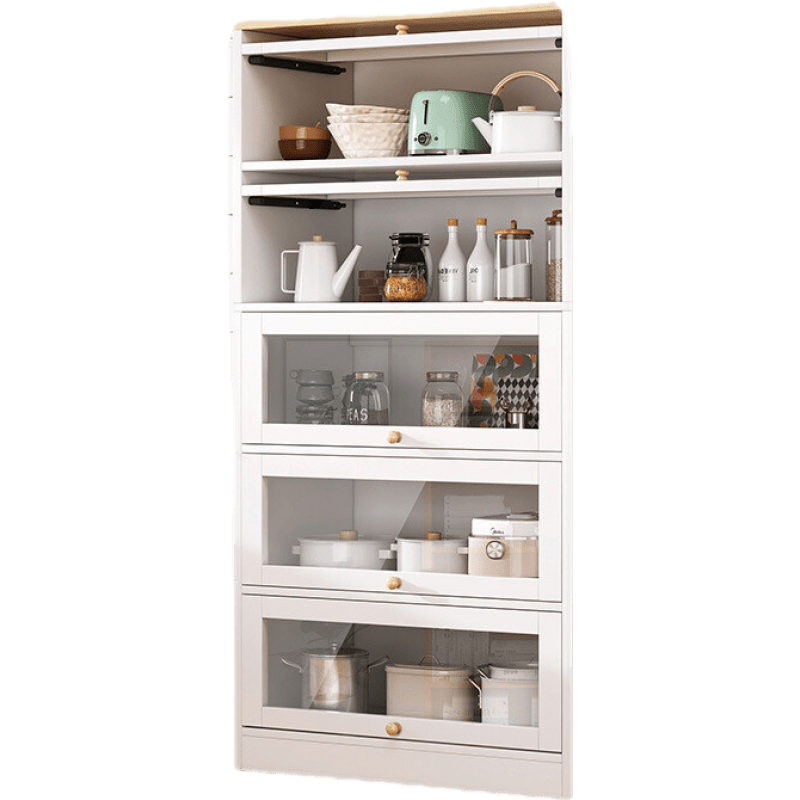 班奇盾 餐边柜厨房储物柜家用碗柜靠墙简约现代客厅收纳茶水柜墙边置物柜 cbg003201暖白色加长五门款80*34*16 组装