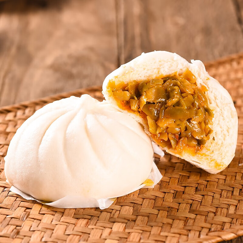 萌妖小厨 榨菜包600g早餐包子早点面食速冻冷冻半成品食材热即食 榨菜
