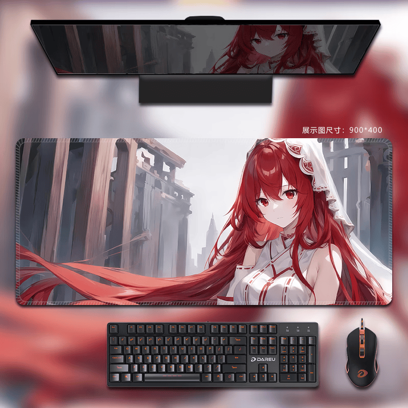 龙族上杉绘梨衣会鼠标垫家用办公桌垫超大号二次元游戏电竞键盘垫 C711：精密锁边防滑底面可水洗 1000*500mm 5mm