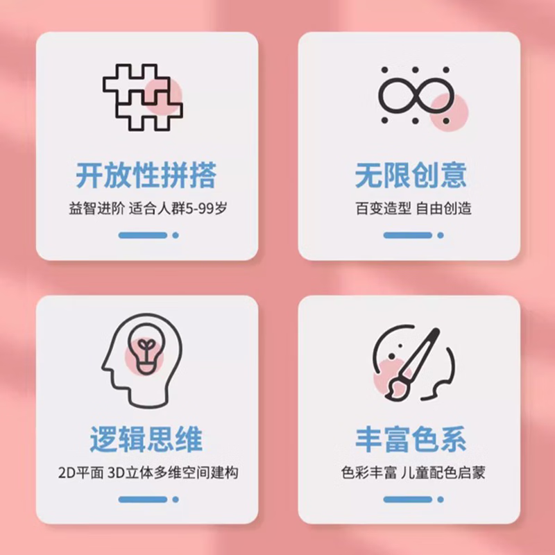 Plus-plus丹麦原装进口自由拼搭3d拼图儿童散装小颗粒百变开放拼插积木玩具 联系客服备注颜色(300粒)