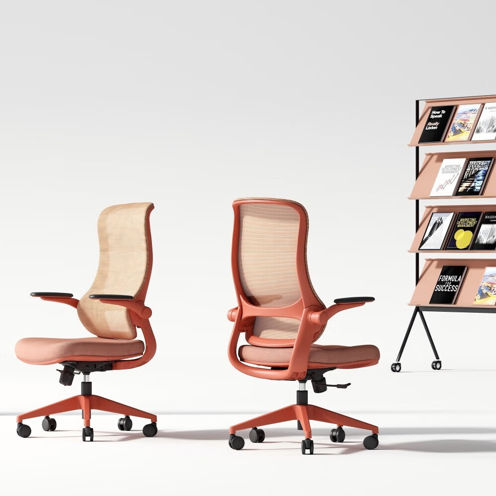 GAVEE精灵系列人体工学椅 可折叠扶手办公椅宿舍书房电脑椅网红款 淡粉色 网布 GAV-精灵系列 120-155度(含) 可旋转可升降扶手