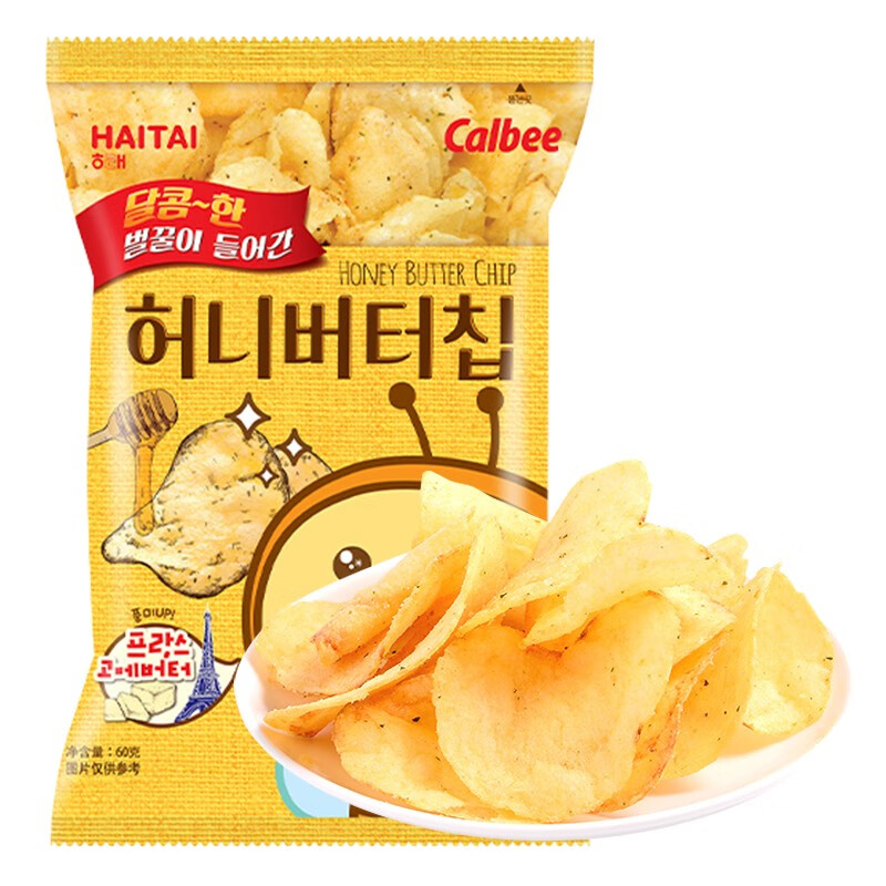 卡乐比（Calbee）日本进口海太蜂蜜黄油薯片休闲零食风味网红膨化薯片60g*6袋 蜂蜜黄油味薯片*6袋
