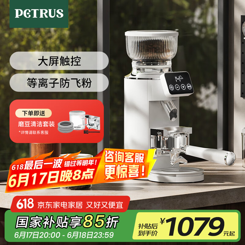 柏翠【国家补贴】全自动咖啡磨豆机电动定量研磨机家用小型意式磨粉器PE3766