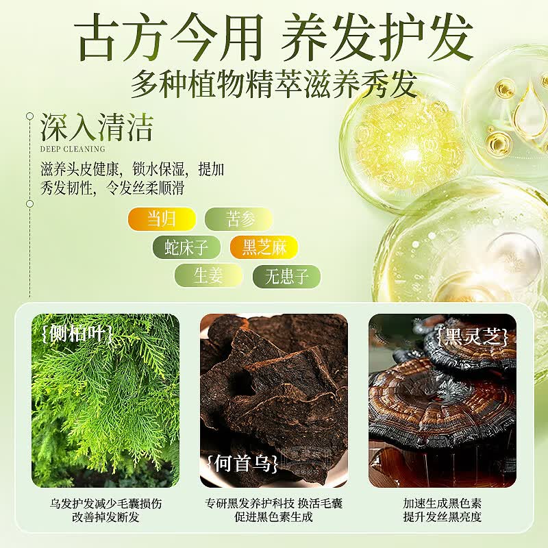 贺澧草本精华洗发水中药控油去屑蓬松柔顺官方旗舰正品养发液洗发膏 【两瓶更划算】现熬原浆液
