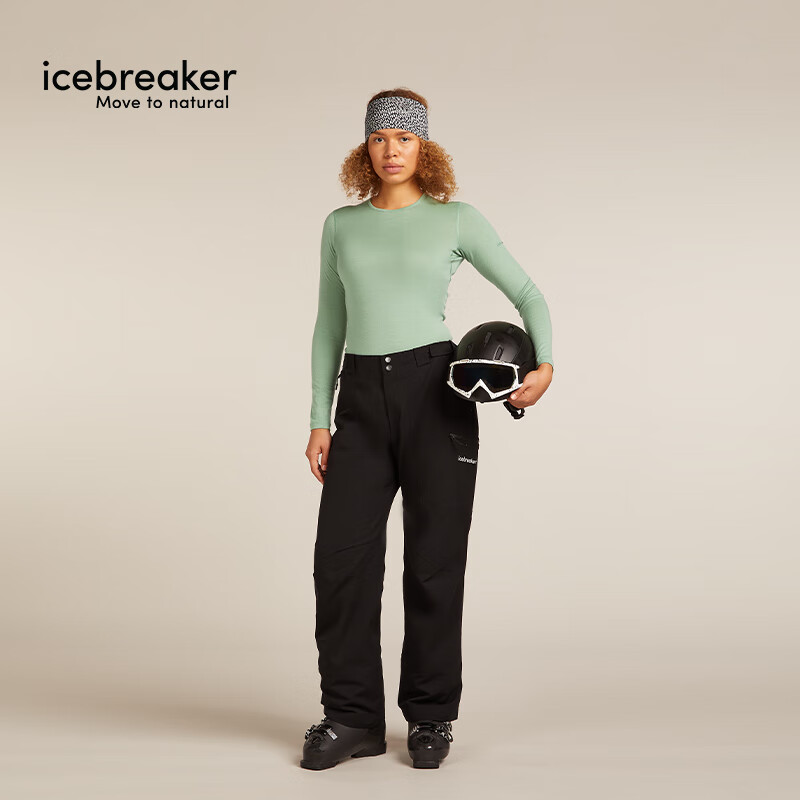 icebreaker【单依纯同款】100%美利奴羊毛女200Oasis户外徒步运动速干T恤 山岚绿-上衣 XL