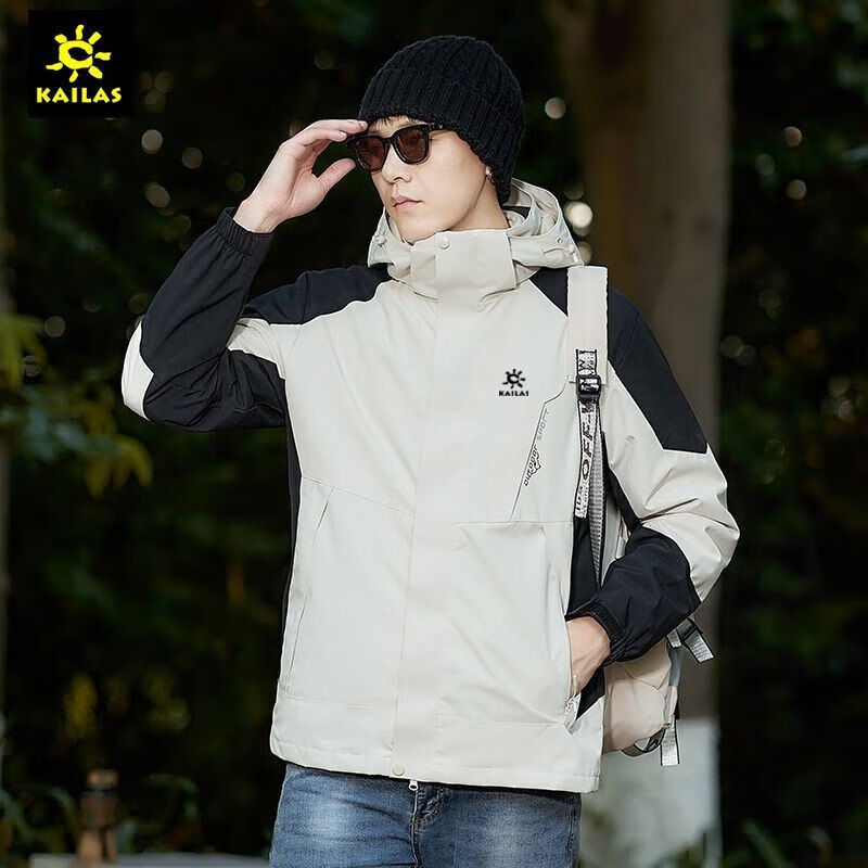 凱樂石三合一沖鋒衣男女可拆卸加厚防風(fēng)防水保暖登山服新款 沖鋒衣男款白色 M