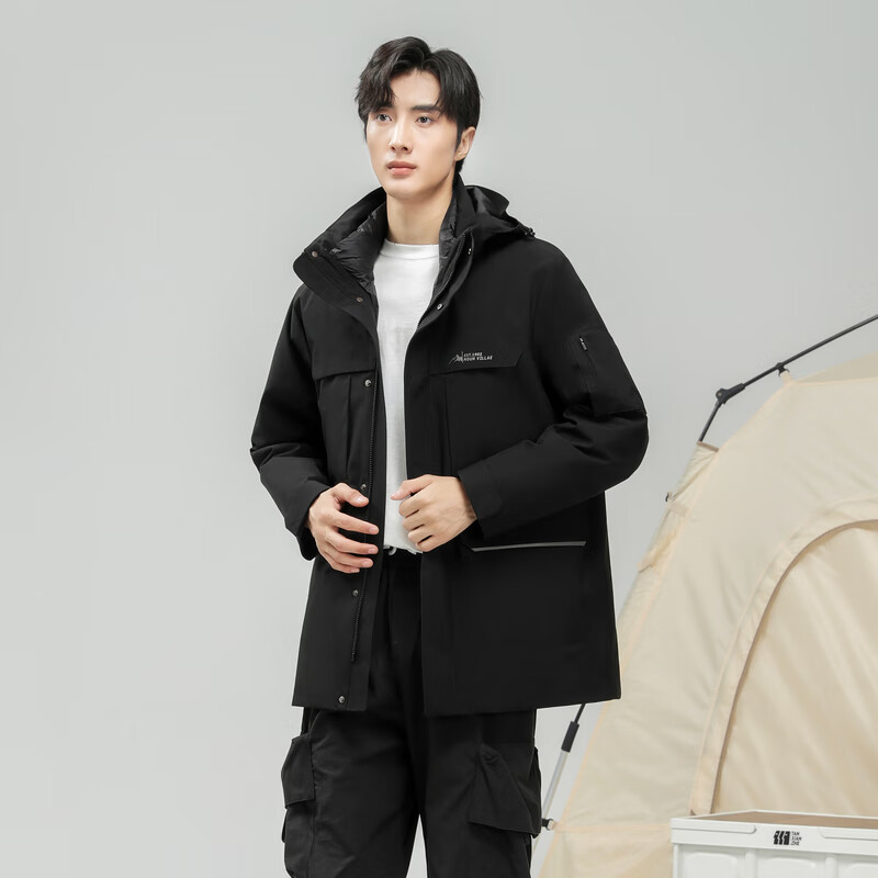 雪中飞新款男士休闲短款羽绒服冬季新羽绒外套保暖防风舒适 黑色|8056 XL /180/96A