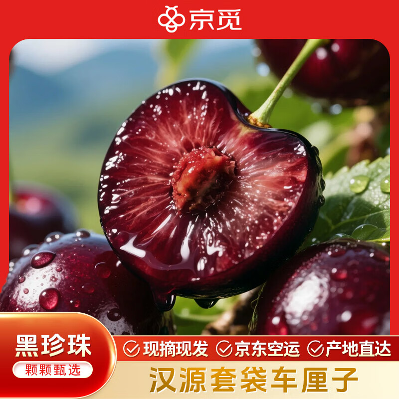 京覓四川漢源黑珍珠大櫻桃/車(chē)?yán)遄覬J級(jí)凈重2.8斤源頭直發(fā)包郵