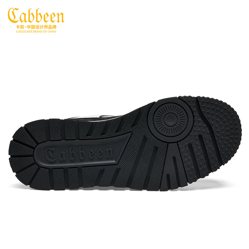 卡宾男鞋冬季新款厚底鞋子男压印C标设计小众板鞋百搭增高男士休闲鞋 黑色 41 【标准皮鞋码】