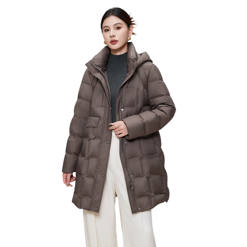 雪中飞（SNOWFLYING）妈妈装羽绒服女士2025冬季新款时尚中长款休闲保暖宽松外套