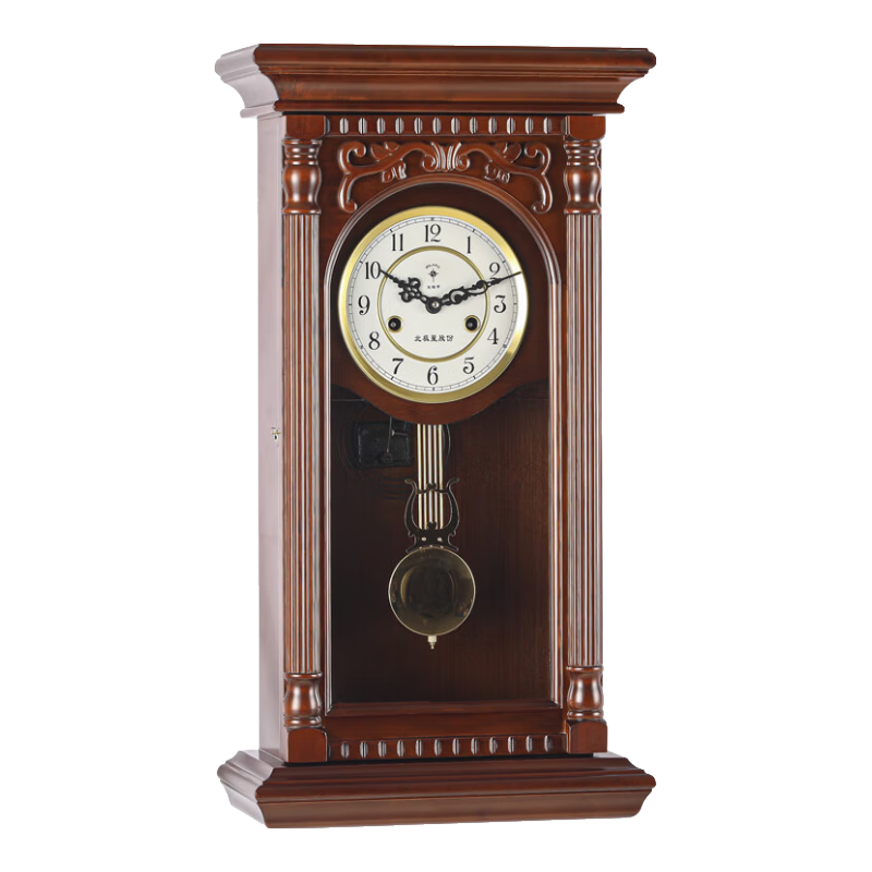 北極星（POLARIS）百年品牌復古實(shí)木裝飾座鐘黃銅精致報時(shí)鐘表銅制機芯打點(diǎn)報時(shí)擺鐘 2267
