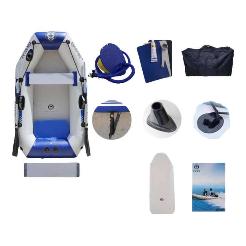 速瀾充氣式皮劃艇便攜橡皮艇加厚硬底釣魚船充氣船沖鋒舟夾網(wǎng)氣墊船 1.75米豪華款拉絲底+18磅馬達(dá)