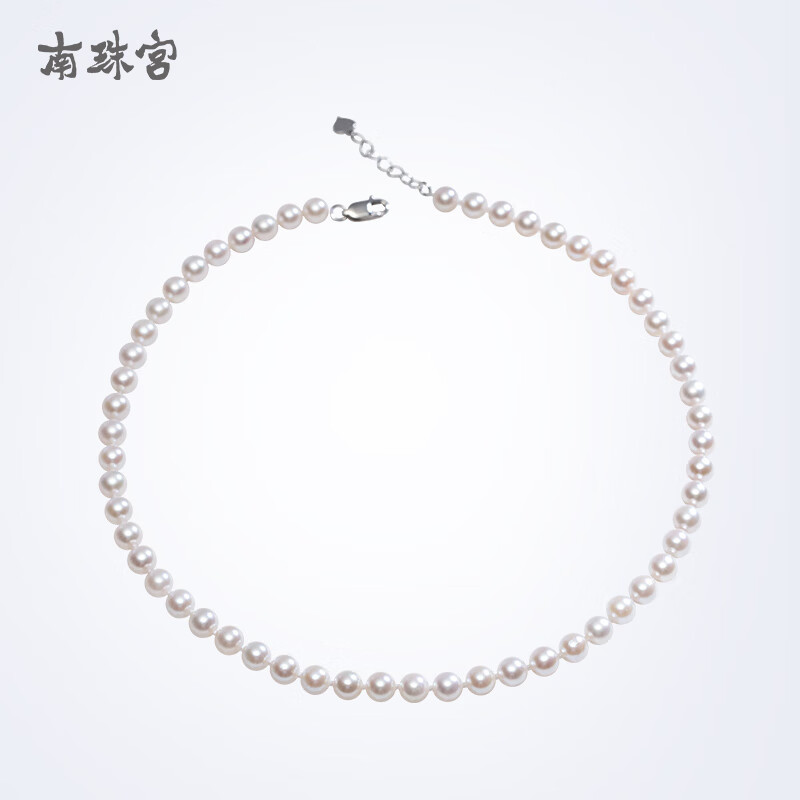 南珠宮珍珠項(xiàng)鏈choker鎖骨鏈小香風(fēng)女款頸鏈新品 淡水珍珠項(xiàng)鏈_長(zhǎng)約36cm+2cm延長(zhǎng) 36cm_5-6mm