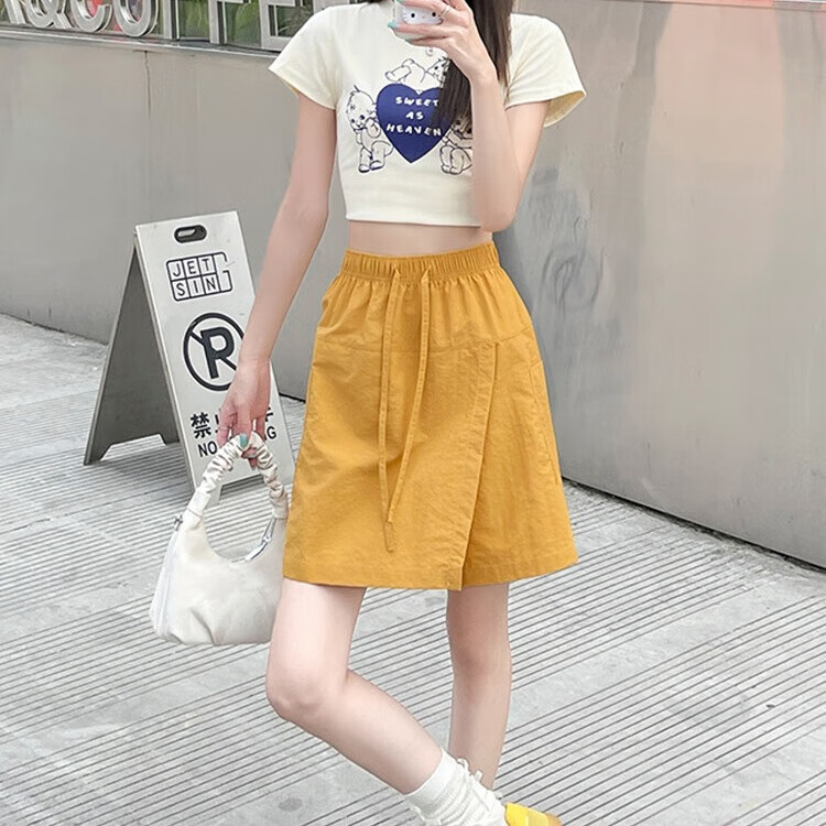 浪莎短裤夏季女裙裤2026年新款运动速干工装裤休闲五分裤A字半身裙 桑葚紫【五分裙裤】 XL 【推荐121-135斤】