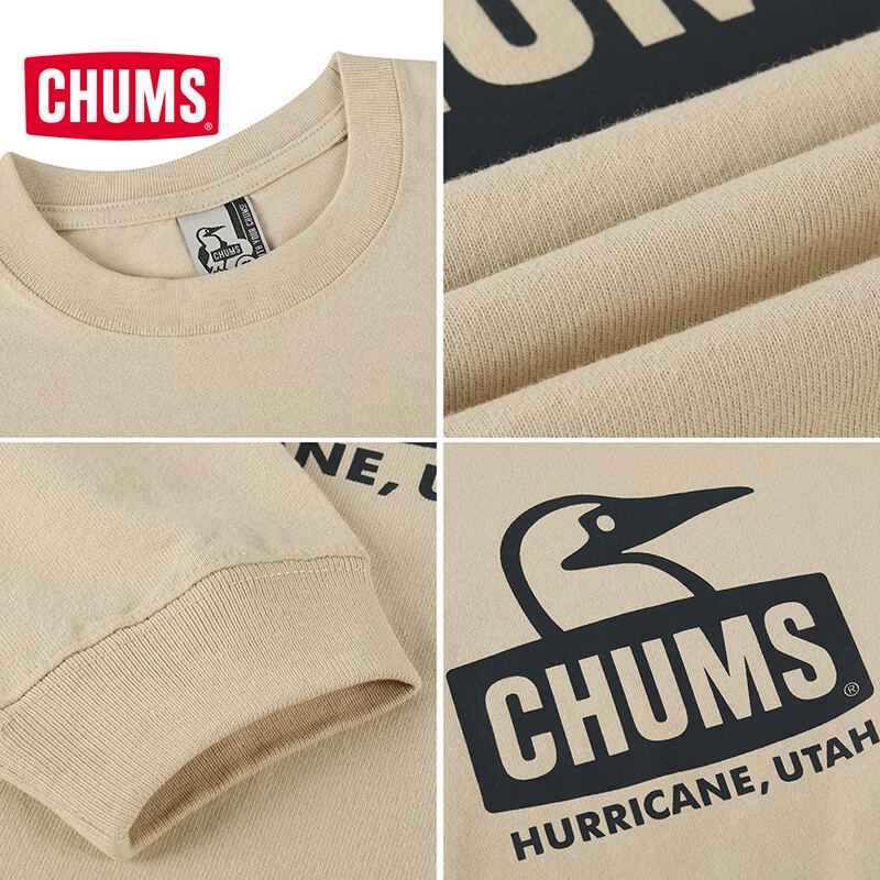 CHUMS洽洽鸟户外运动卫衣休闲T恤男女同款打底衫长袖T恤秋季新款 CH01-2667-G101 XL (180)