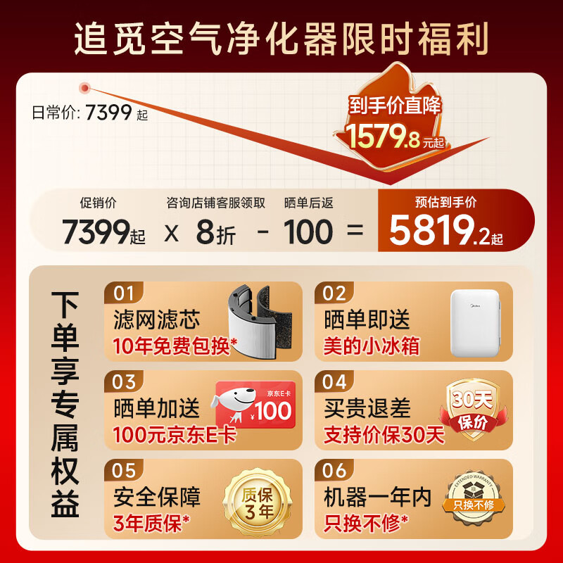 追觅空气净化器新房除甲醛细菌宠物认证吸猫毛无叶循环电风扇暖风机新风机空调系统国家补贴 PM20
