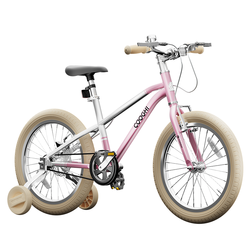 酷騎（COOGHI）香蕉車兒童自行車男女孩3一6歲寶寶自行車超輕中大童腳踏車F4 【4-8歲】 16寸 櫻霞粉 -100-135CM