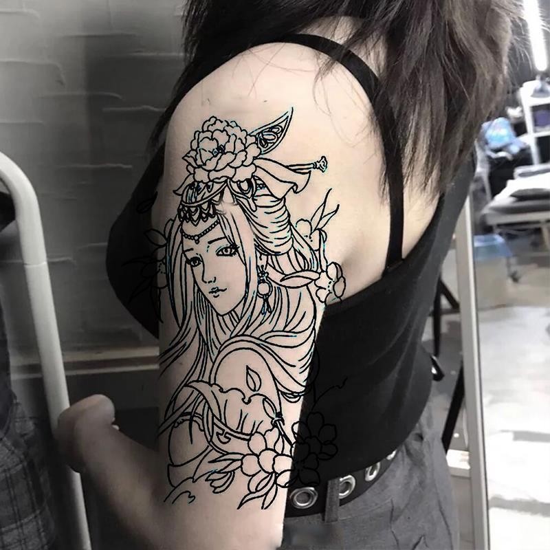 花臂小腿纹身贴貂蝉滴泪艺伎纹身防水持 w216艺姬 3张,备注要的款式