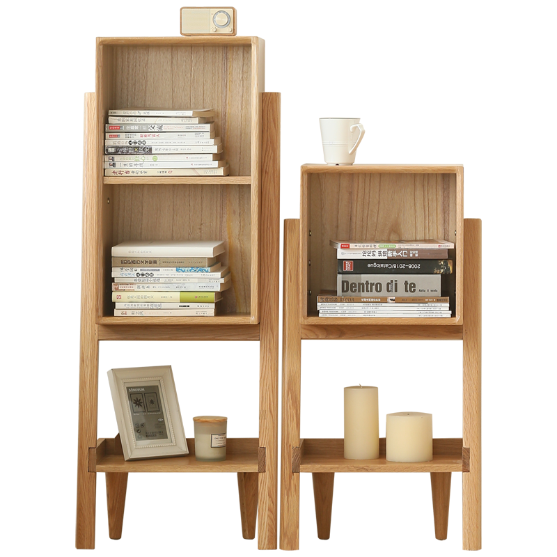 原始原素实木边柜北欧橡木置物架简约小户型层架 高款 JD-3164
