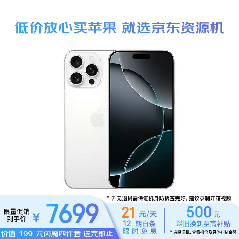 Apple/苹果手机 iPhone 16 Pro Max（A3297）256GB 白色钛金属资源机 12期分期