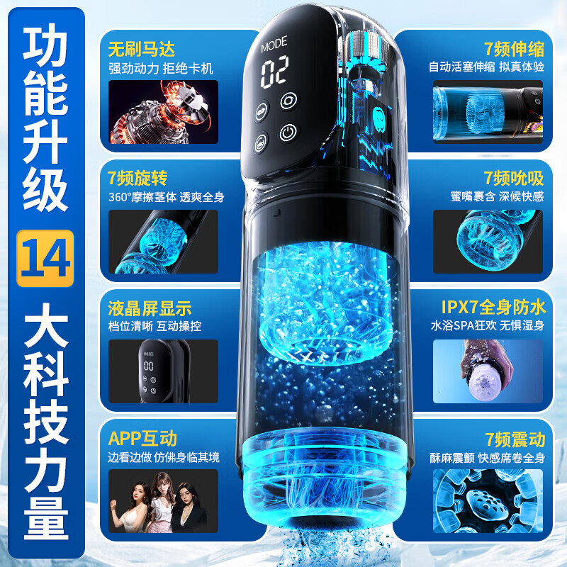 谜姬飞机杯全自动男用自慰器情趣成人用品男性生床上自吸洞洞斐济圣杯 APP互动水浴伸缩旋转吮吸震动男人专用生理玩具