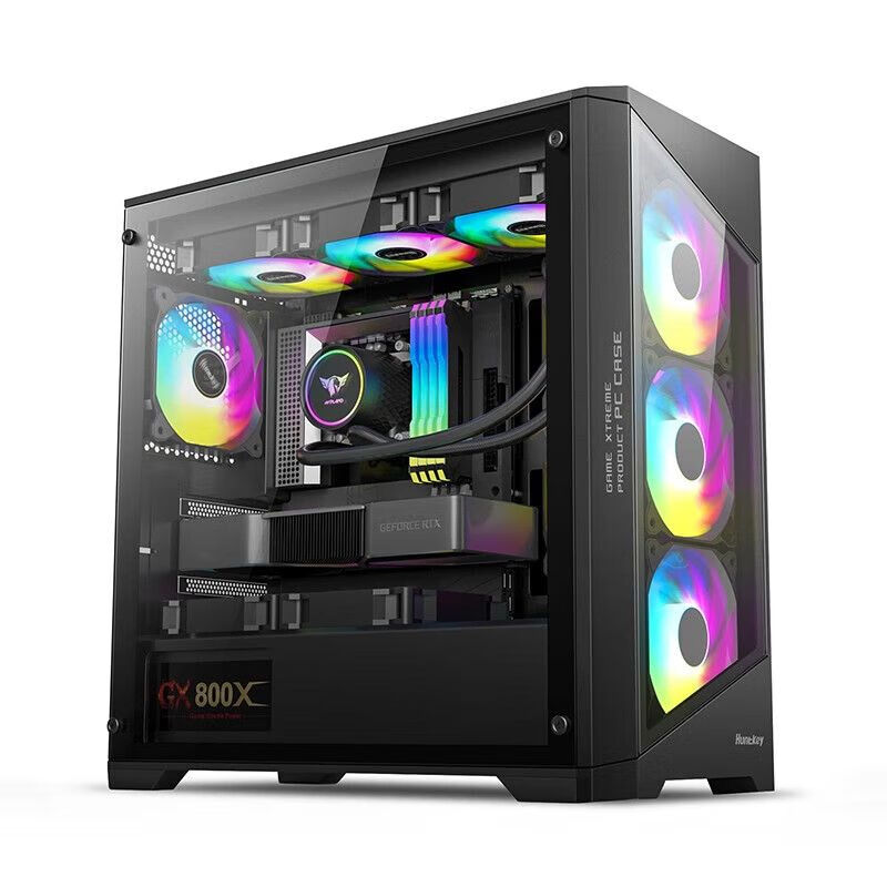 航嘉GX760S堡垒玻璃侧透台式电脑机箱支持MATX主板360水冷海景房 航嘉GX760S黑色单机箱MATX 单机箱支持MATX
