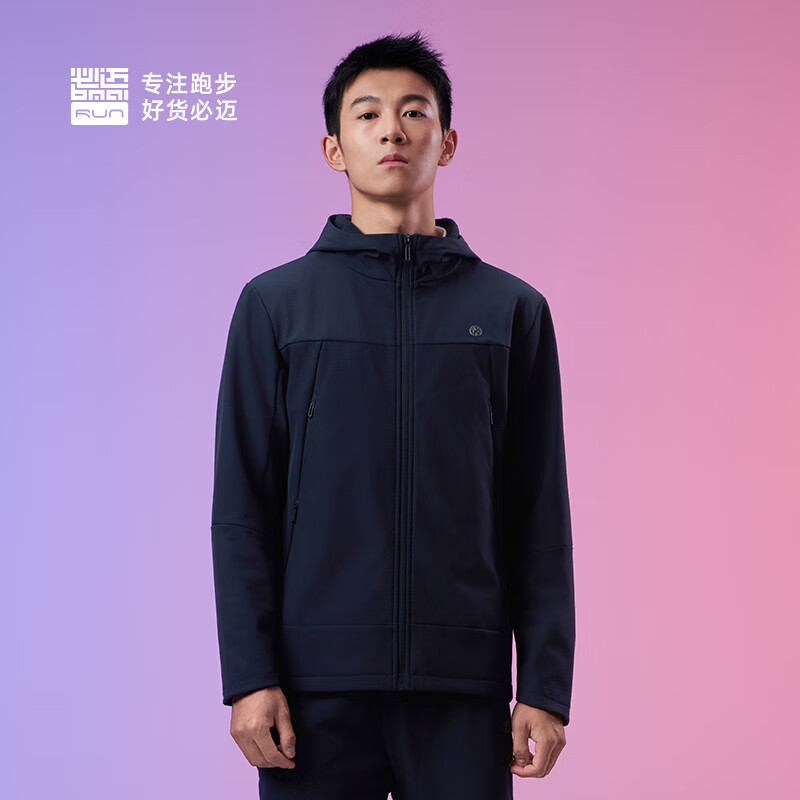 必迈（bmai）新品跑步魔方抓绒夹克v5男女款户外休闲保暖运动训练外套 夜幕黑 【男】 L