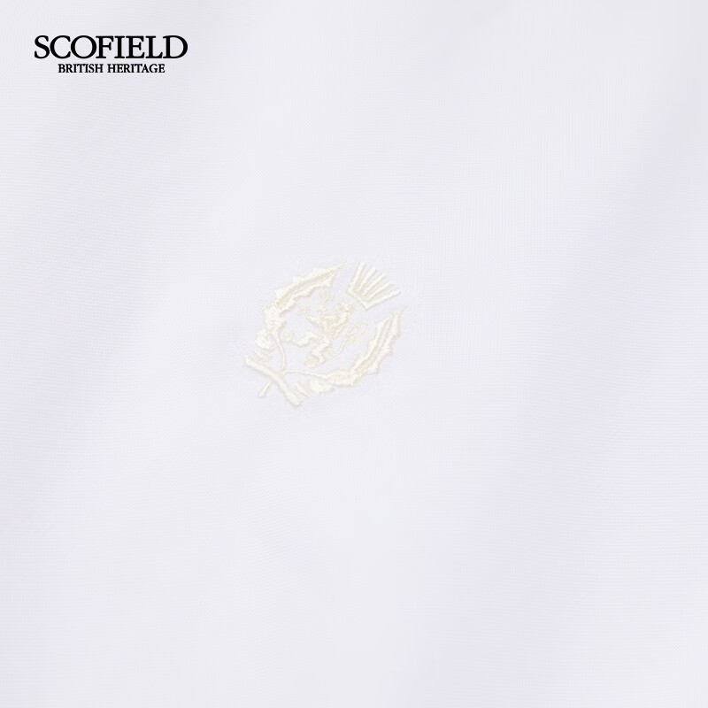Scofield男士秋季新款商务通勤前胸精致狮子刺绣百搭长袖衬衫 白色 L (175)