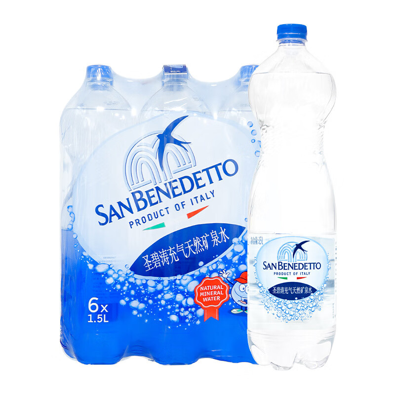 含气矿泉水意大利进口技术气泡水.L*瓶整箱大瓶饮用水 【含气】1.5L*6瓶(新日期江浙沪