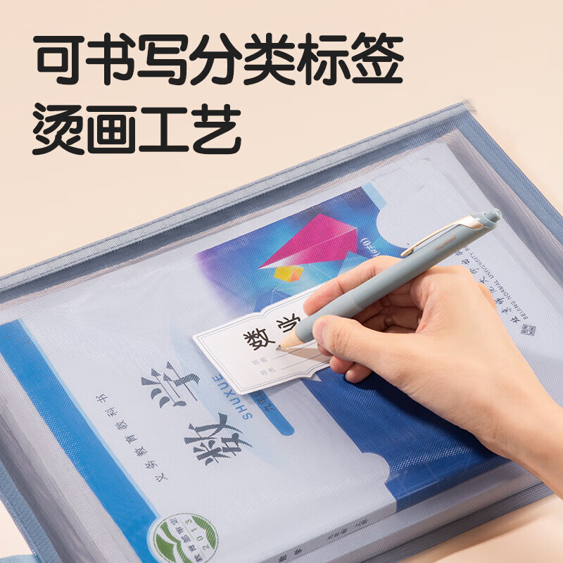 得力(deli)学科袋科目分类袋文件袋透明网纱拉链袋双层大容量小学生用资料书袋试卷收纳袋学生装卷子袋子作业 【单层彩网】加厚学科网纱拉链袋 语数英综作5个