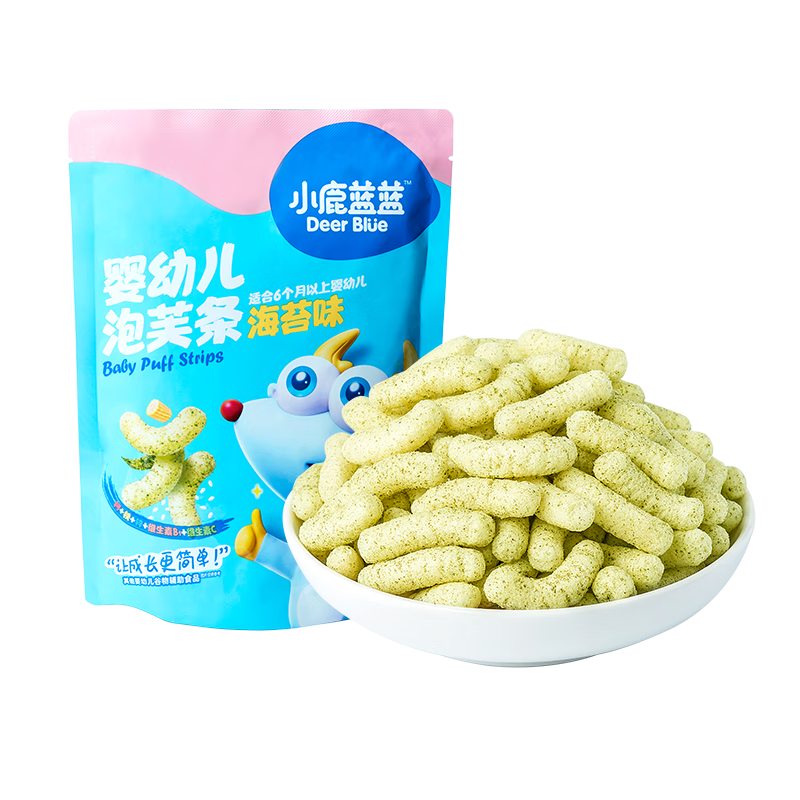 小鹿蓝蓝婴幼儿泡芙条海苔味42g 宝宝零食儿童零食易吞咽宝宝零食辅食条