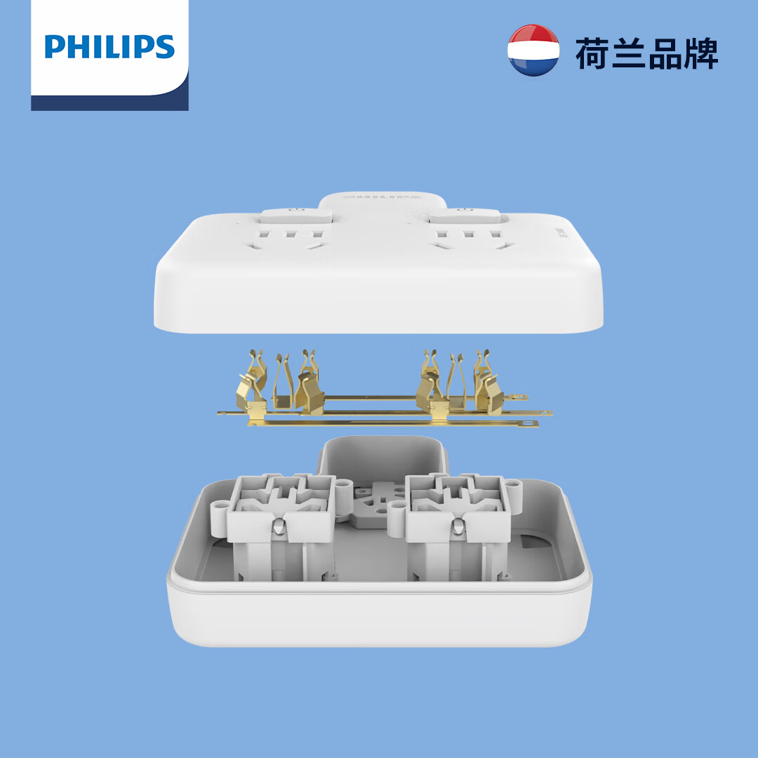 飞利浦飞利浦插座转换器一转多扩展插头分控多功能家用电源转换头一转二插座一转三排插插线板多用一拖二 分控一转2插位