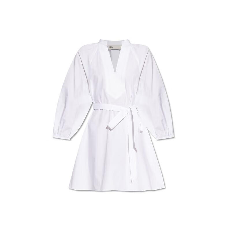 汤丽柏琦（Tory Burch）V领连衣裙宽松显瘦透气舒适女装短袖 白色 均码 |S