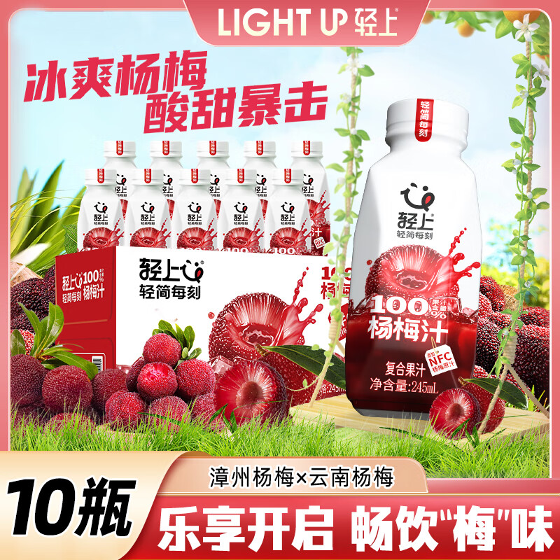 轻上100%椰子水整箱装0脂肪水汁网红饮料饮品果汁饮料 100%冰杨梅汁245ml*10瓶
