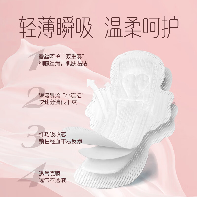 洁柔朵蕾蜜卫生巾玉肌蚕丝轻薄透气日夜组合套装姨妈巾正品官方旗舰店 蚕丝 250mm 86片 日30片+迷你44片+夜用12片（共86片）